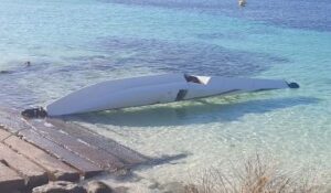 Sea plane debris was towed to Rottnest Island's army jetty. Picture Alex Fox.